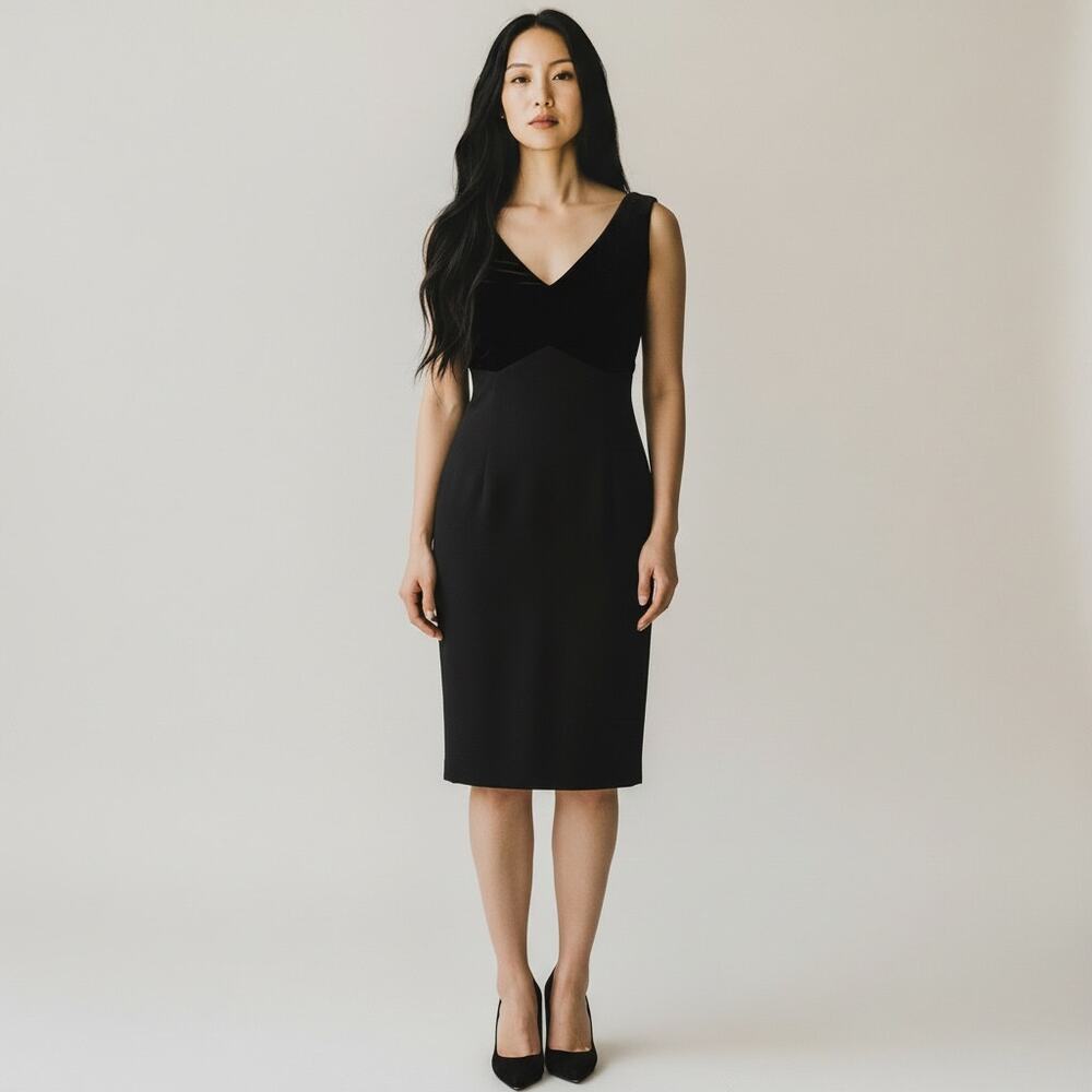 L.K. Bennett Black V-Neck Velvet Dress NEW Size US 6